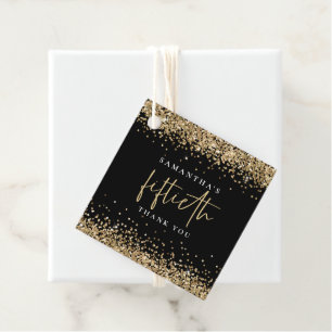 Glam Gold Glitzer Fünfzigste Dankeschön an Black Geschenkanhänger