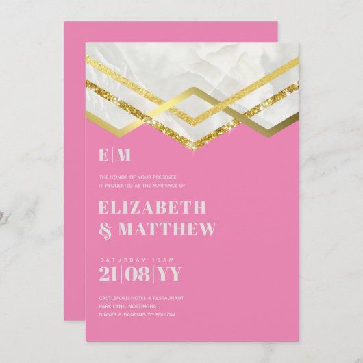 Glam Gold Glitzer Girly Wedding Einladung Deko Des (Vorne/Hinten)