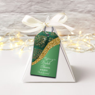 Glam Gold Glitzer Green Metallic Bridal Geschenkanhänger