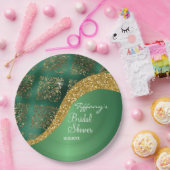 Glam Gold Glitzer Green Metallic Bridal Pappteller (Party)