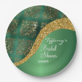 Glam Gold Glitzer Green Metallic Bridal Pappteller (Vorderseite)