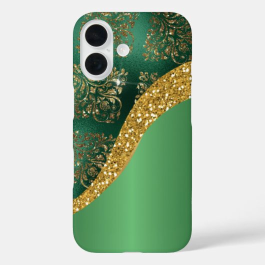Glam Gold Glitzer Green Metallic Case-Mate iPhone Hülle (Rückseite)