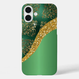 Glam Gold Glitzer Green Metallic iPhone 16 Plus Hülle