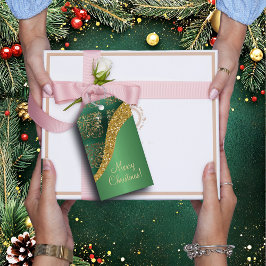 Glam Gold Glitzer Green Metallic Geschenkanhänger