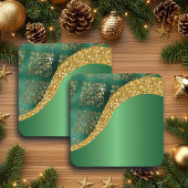 Glam Gold Glitzer Green Metallic Getränkeuntersetzer