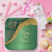 Glam Gold Glitzer Green Metallic Pappteller (Party)