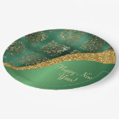 Glam Gold Glitzer Green Metallic Pappteller (Schrägansicht)