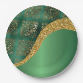 Glam Gold Glitzer Green Metallic Pappteller (Vorderseite)