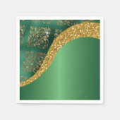Glam Gold Glitzer Green Metallic Serviette (Vorderseite)