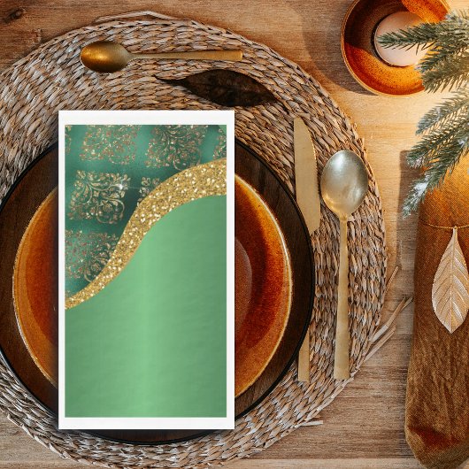 Glam Gold Glitzer Green Metallic Serviette