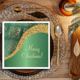 Glam Gold Glitzer Green Metallic Serviette