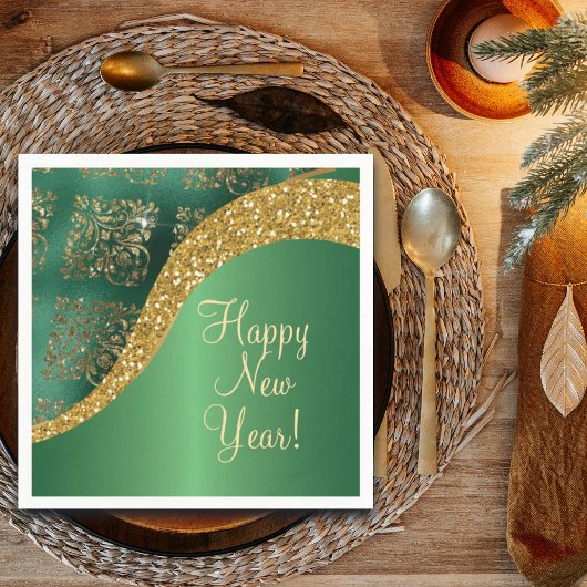 Glam Gold Glitzer Green Metallic Serviette