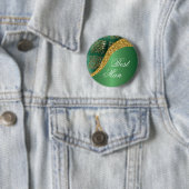 Glam Gold Glitzer Green Metallic Trauzeuge Button (Beispiel)