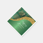Glam Gold Glitzer Green Metallic Wedding Serviette (Ecke)