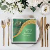Glam Gold Glitzer Green Metallic Wedding Serviette