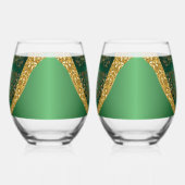 Glam Gold Glitzer Green Metallic Wedding Weinglas Ohne Stiel (Rückseite)