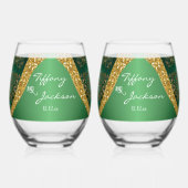 Glam Gold Glitzer Green Metallic Wedding Weinglas Ohne Stiel (Vorderseite)