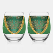 Glam Gold Glitzer Green Metallic Wedding Weinglas Ohne Stiel (Links)
