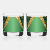 Glam Gold Glitzer Green Metallic Wedding Whiskyglas (Rückseite)