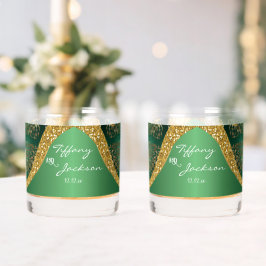 Glam Gold Glitzer Green Metallic Wedding Whiskyglas