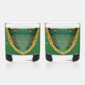Glam Gold Glitzer Green Metallic Wedding Whiskyglas (Links)