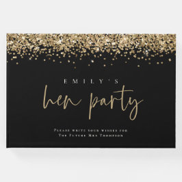 Glam Gold Glitzer Hen Party Black Guest Book Gästebuch