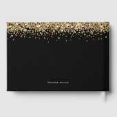 Glam Gold Glitzer Hen Party Black Guest Book Gästebuch (Rückseite)