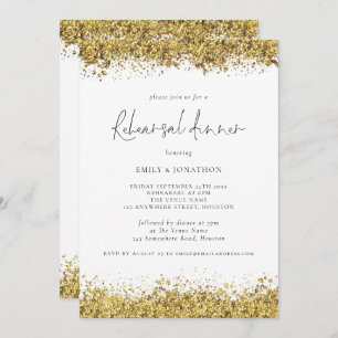 Glam Gold Glitzer Hochzeit Probe Dinner Einladung