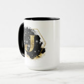 Glam Gold Glitzer J Monogram Tasse (Vorderseite Links)