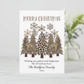 Glam Gold Glitzer Leopard Print Trees Weihnachten (Stehend Vorderseite)