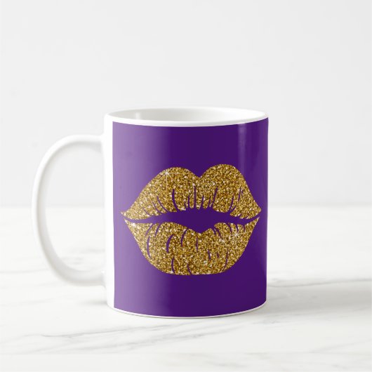 Glam Gold Glitzer Lipno Lila Kaffeetasse (Links)