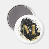 Glam Gold Glitzer M Monogram Magnet (Vorderseite/Rückseite)