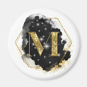 Glam Gold Glitzer M Monogram Magnet (Vorne)