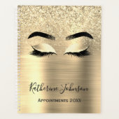 Glam Gold Glitzer Metall Beauty Salon Lashes 2024 Planer (Vorderseite)