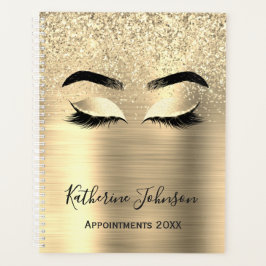 Glam Gold Glitzer Metall Beauty Salon Lashes 2024 Planer