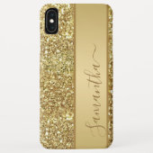 Glam Gold Glitzer Monogram Name Script Case-Mate iPhone Hülle (Rückseite)