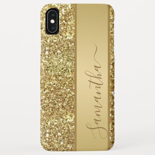 Glam Gold Glitzer Monogram Name Script Case-Mate iPhone Hülle (Rückseite)