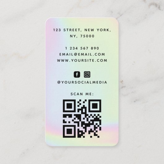 Glam Gold Glitzer Nails Holographic Pastel Salon Visitenkarte (Rückseite)