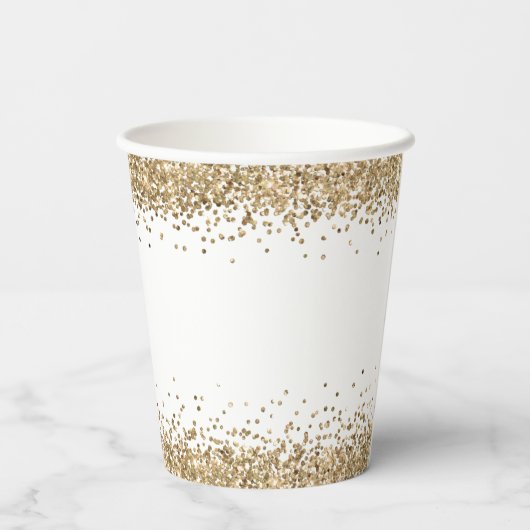 Glam Gold Glitzer Name Class of 2024 Abschluss Pappbecher (Rückseite)