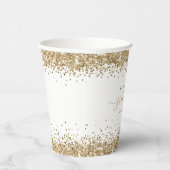 Glam Gold Glitzer Name Class of 2024 Abschluss Pappbecher (Rechts)