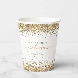 Glam Gold Glitzer Name Class of 2024 Abschluss Pappbecher