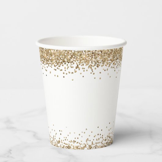 Glam Gold Glitzer Name Date Brautparty Pappbecher (Rückseite)