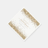 Glam Gold Glitzer Name Date Brautparty Serviette (Ecke)