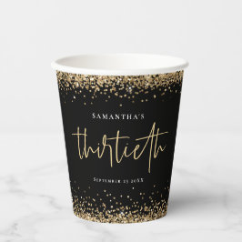 Glam Gold Glitzer Name Datum Dreißigste Party Schw Pappbecher