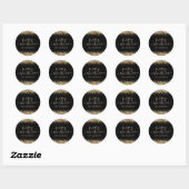 Glam Gold Glitzer Name Frohe Weihnachten Schwarz Runder Aufkleber (Blatt)
