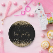 Glam Gold Glitzer Name Hen Party Black Pappteller (Party)