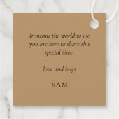 Glam Gold Glitzer Name Quinceañera Vielen Dank Geschenkanhänger (Rückseite)