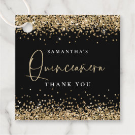 Glam Gold Glitzer Name Quinceañera Vielen Dank Geschenkanhänger