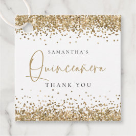 Glam Gold Glitzer Name Quinceñera Vielen Dank Geschenkanhänger