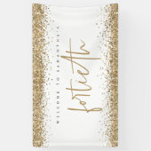 Glam Gold Glitzer Name Welcome 40 Party Banner (Vertikal)